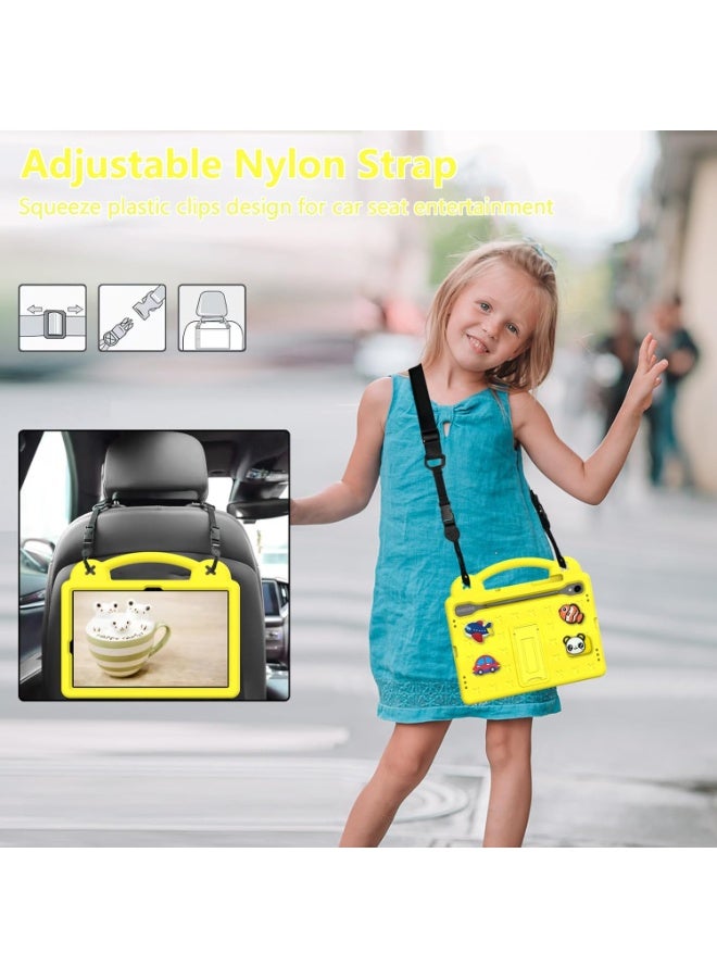 Kids Case for Samsung Galaxy Tab S10 Lite 10.9 inch 2025 Tablet 【Kids Friendly】 DIY Cute Cartoon Lightweight EVA Portable Handle Stand Shockproof Cover with Shoulder Strap (Yellow) - Image 2